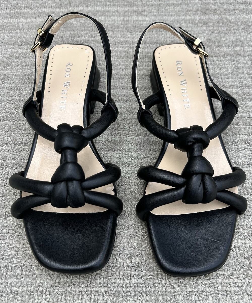 RON WHITE Blaise Puffy Knotted Slingback Black Sandals Women’s Size 6 US